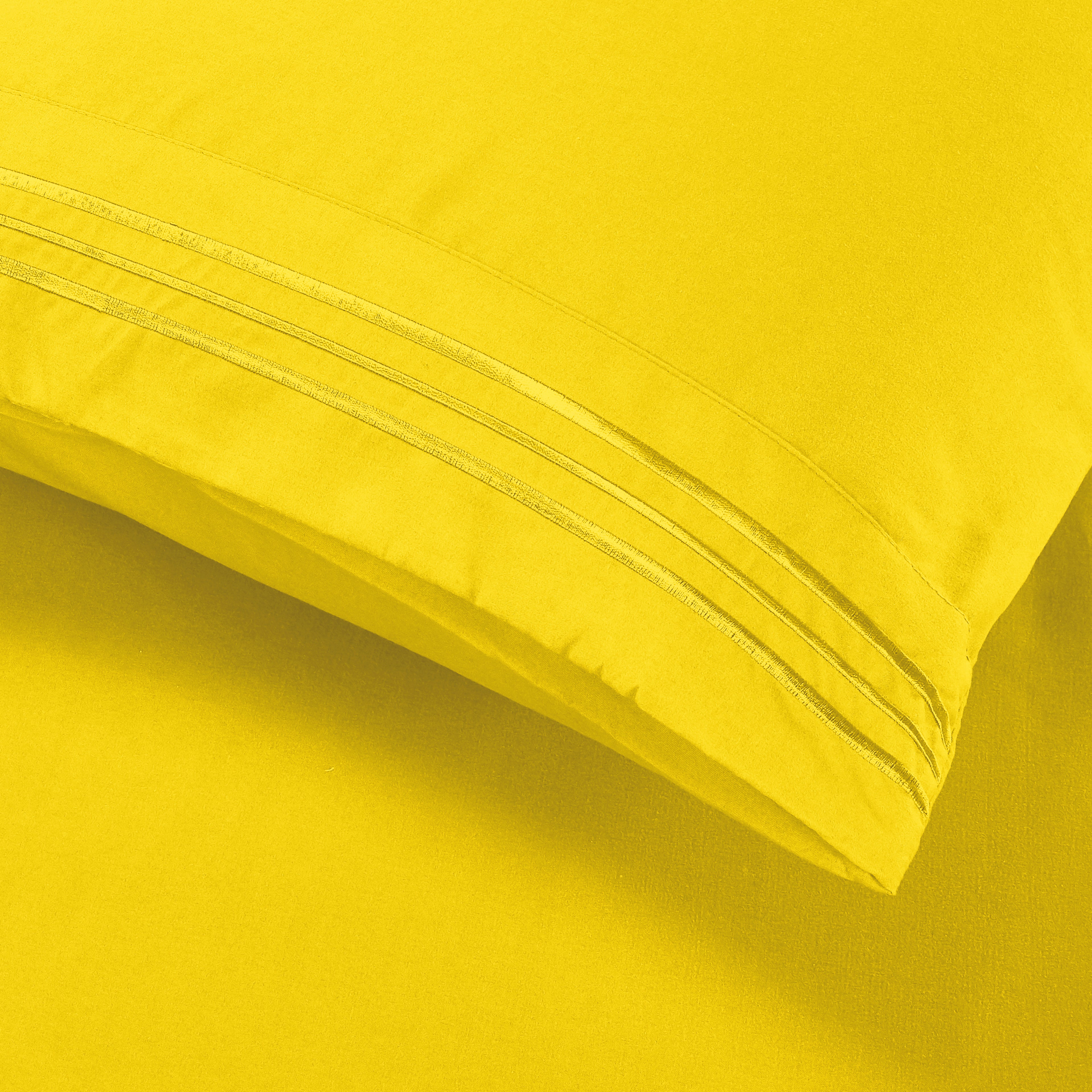 Essential Solid 3 Line Embroidery - Soft as a Hotel Premium Quality, 4-Piece Sheet Set, Bright Shades