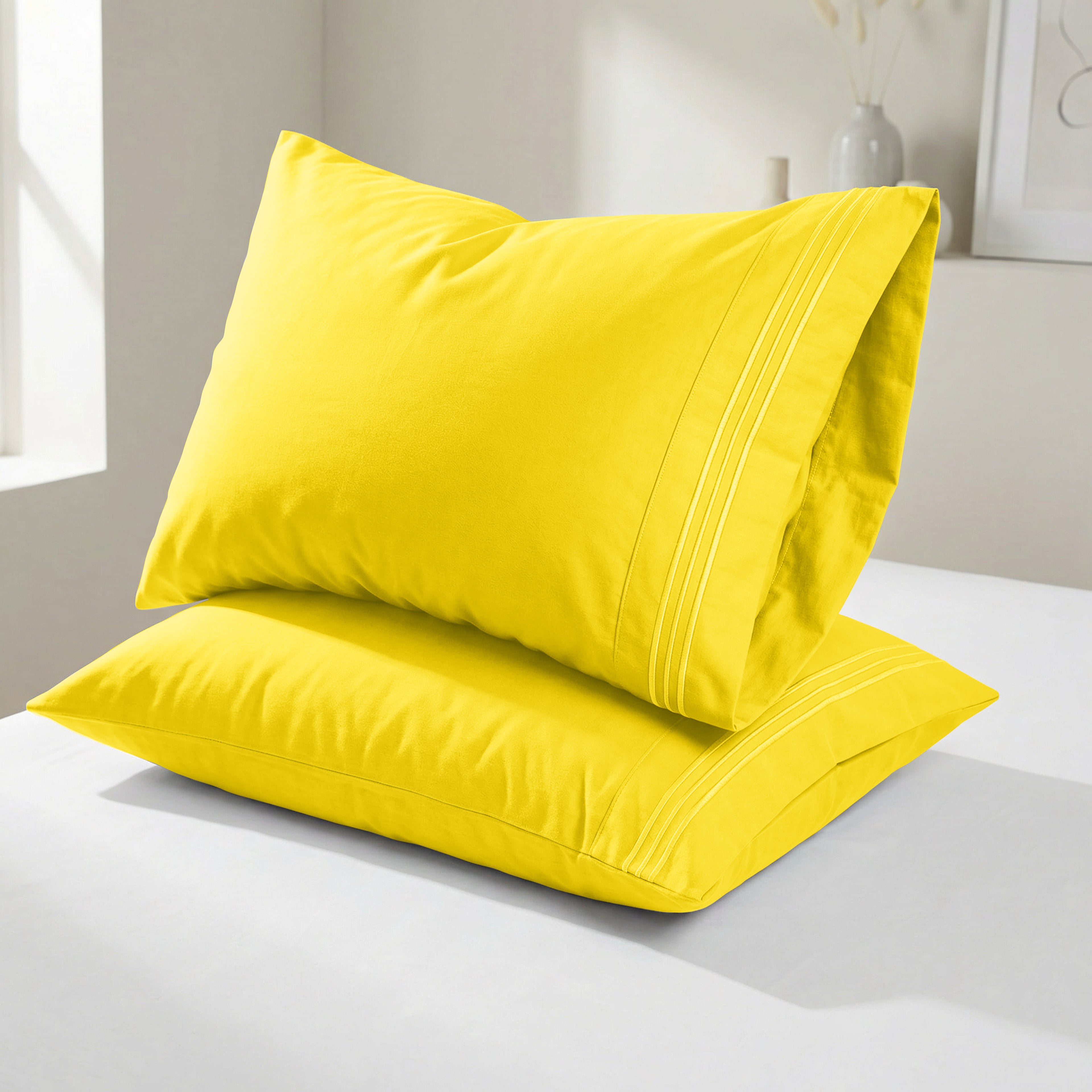 Set of 2 Pillowcases- 3 Line Embroidery