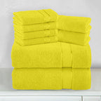 8-Piece Turkish Cotton Towel Set, 4 Washcloths, 2 Hand Towels and 2 Bath Towels
