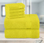 6-Piece Turkish Cotton 2 Lines Towel Set, 2 Washcloths, 2 Hand Towels and 2 Bath Towels