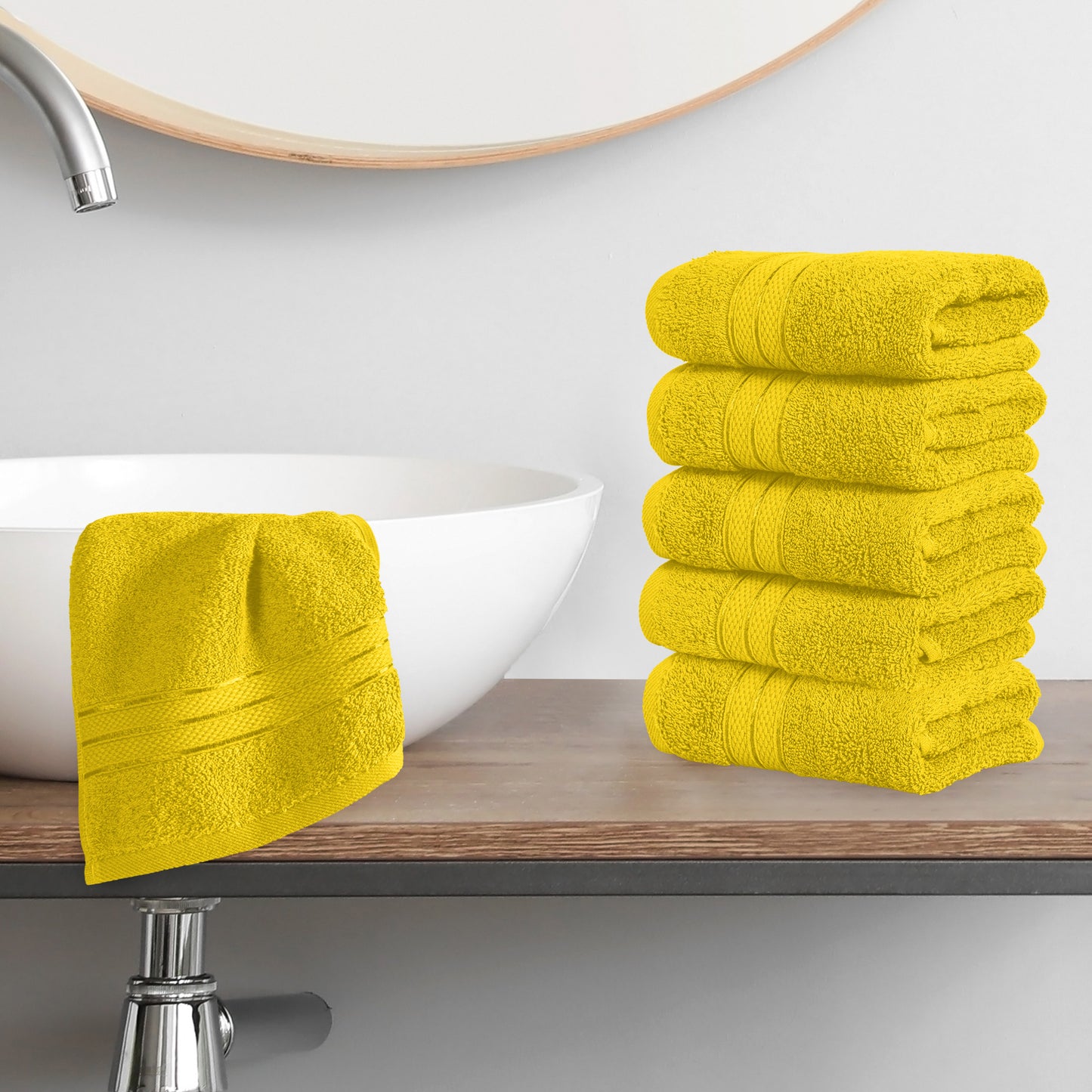 Elegant Comfort 6-Pack Premium Turkish Cotton Three Line Popcorn Washcloths Set, 13 x 13 inch