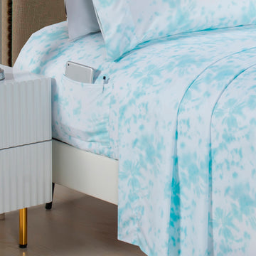 Bedding Decor Tie Dye Skirt Queen Tie Dye Heart Organic Sheet Set