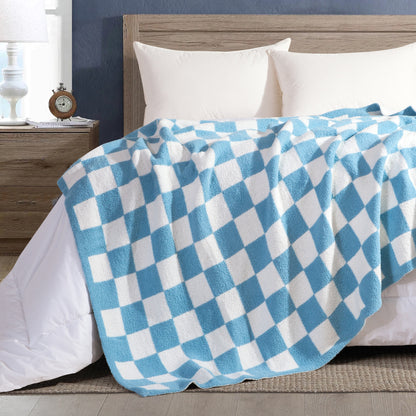 Elegant Comfort 50" x 70"  Ultra Soft Checkered Knitted Throw Blanket