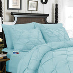 8-Piece Pintuck Pinch Pleated Comforter Set - Includes 4-Piece Sheet Set with Double Sided Storage Pockets