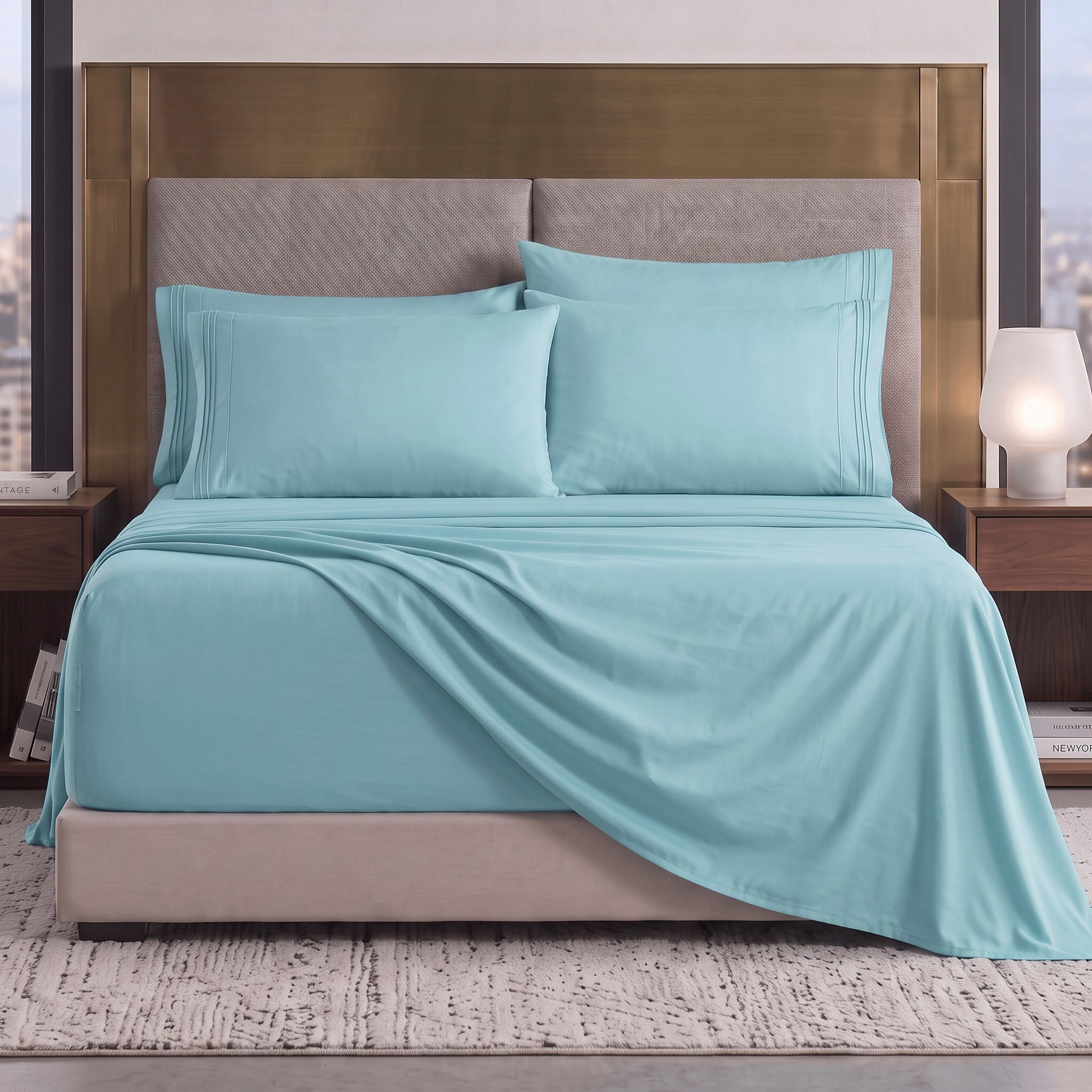 Extra deep Pocket 3 Line Embroidery, 6-Piece Sheet Set