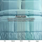 8-Piece Dobby Stripe Comforter Set - Includes 4-Piece Sheet Set with Double Sided Storage Pockets