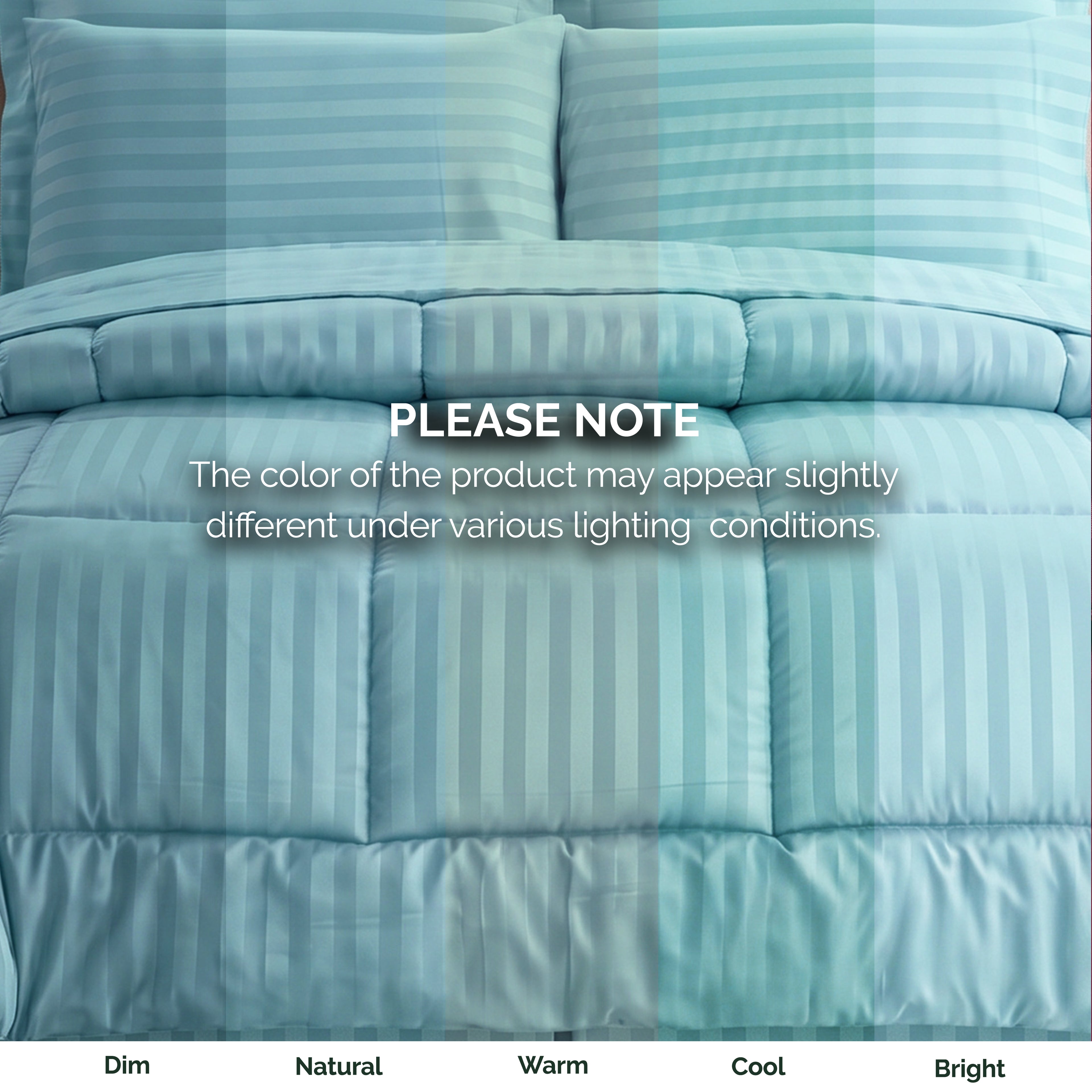 8-Piece Dobby Stripe Comforter Set - Includes 4-Piece Sheet Set with Double Sided Storage Pockets