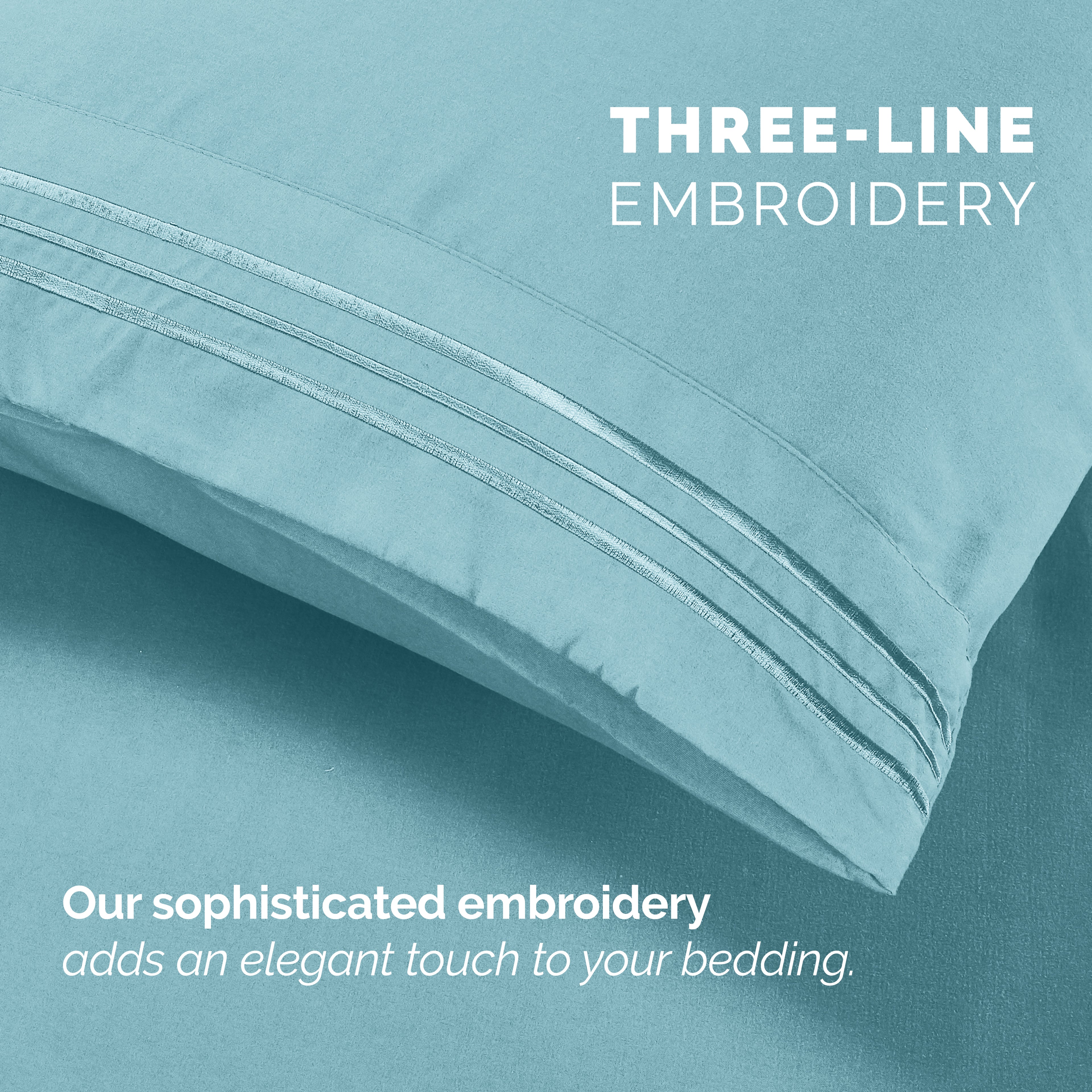 Extra deep Pocket 3 Line Embroidery, 6-Piece Sheet Set