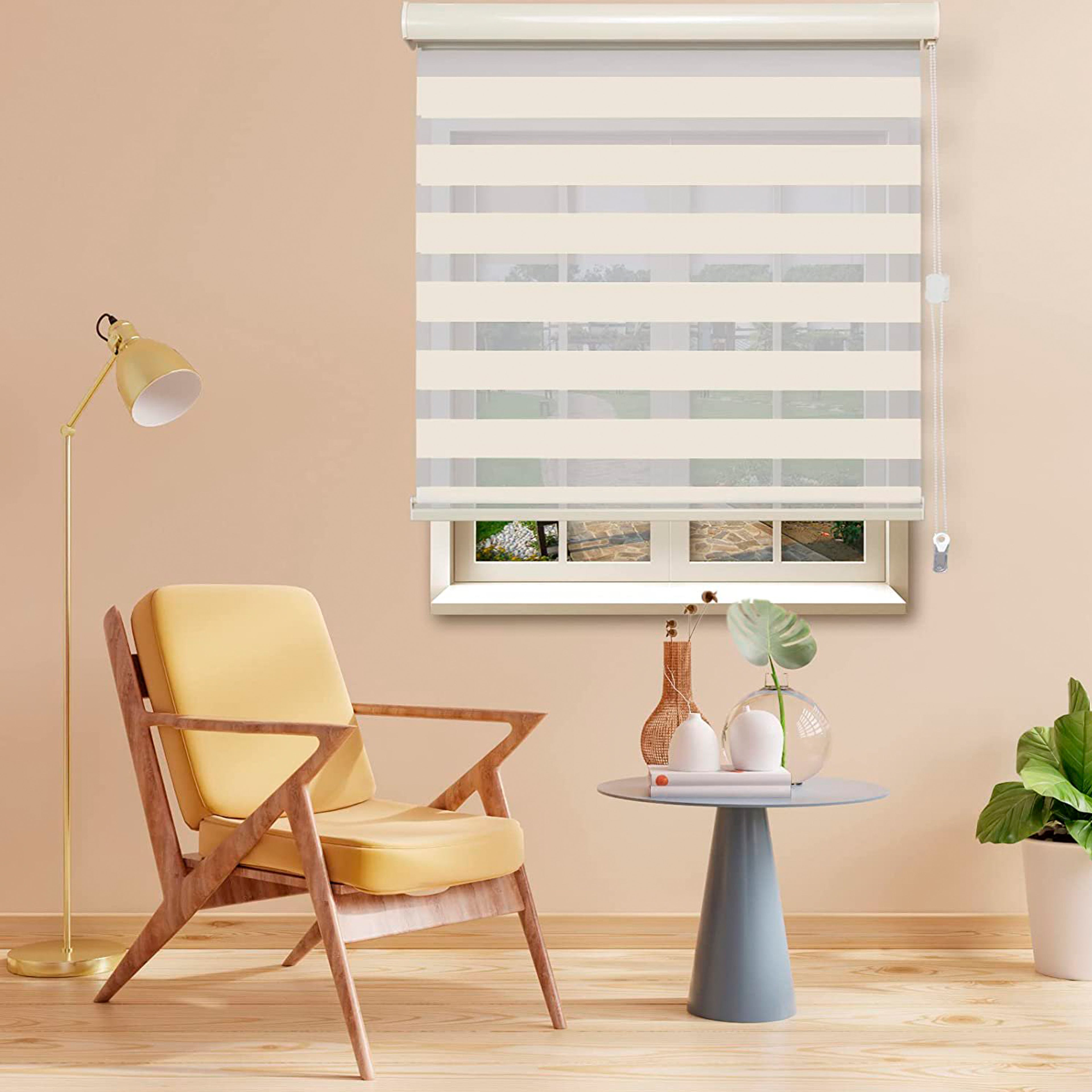Corded Zebra Blinds, Dual Layer Window Treatments Sheer Light Control