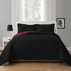 3-Piece Diamond Quilted Reversible Bedspread Coverlet Set
