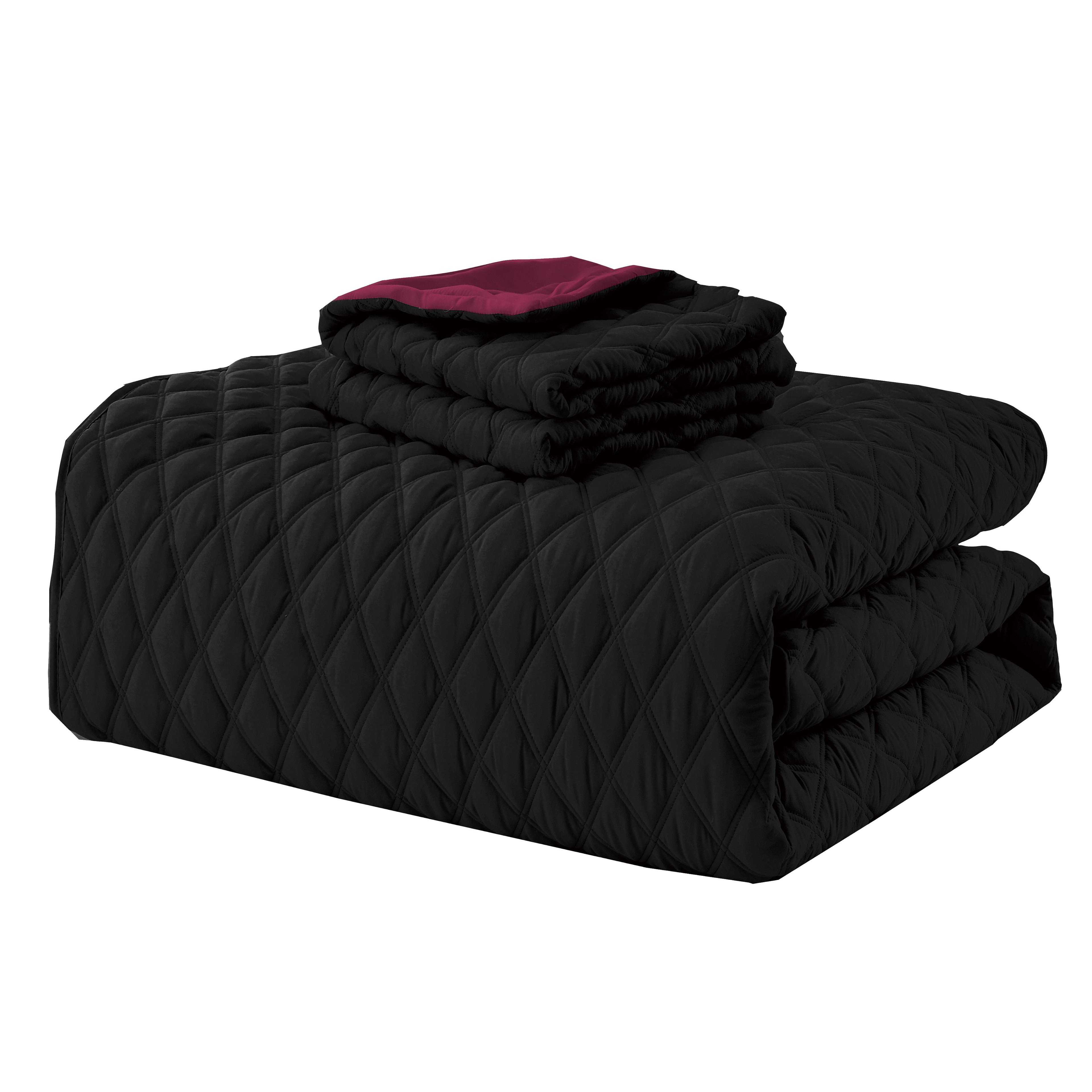 3-Piece Diamond Quilted Reversible Bedspread Coverlet Set