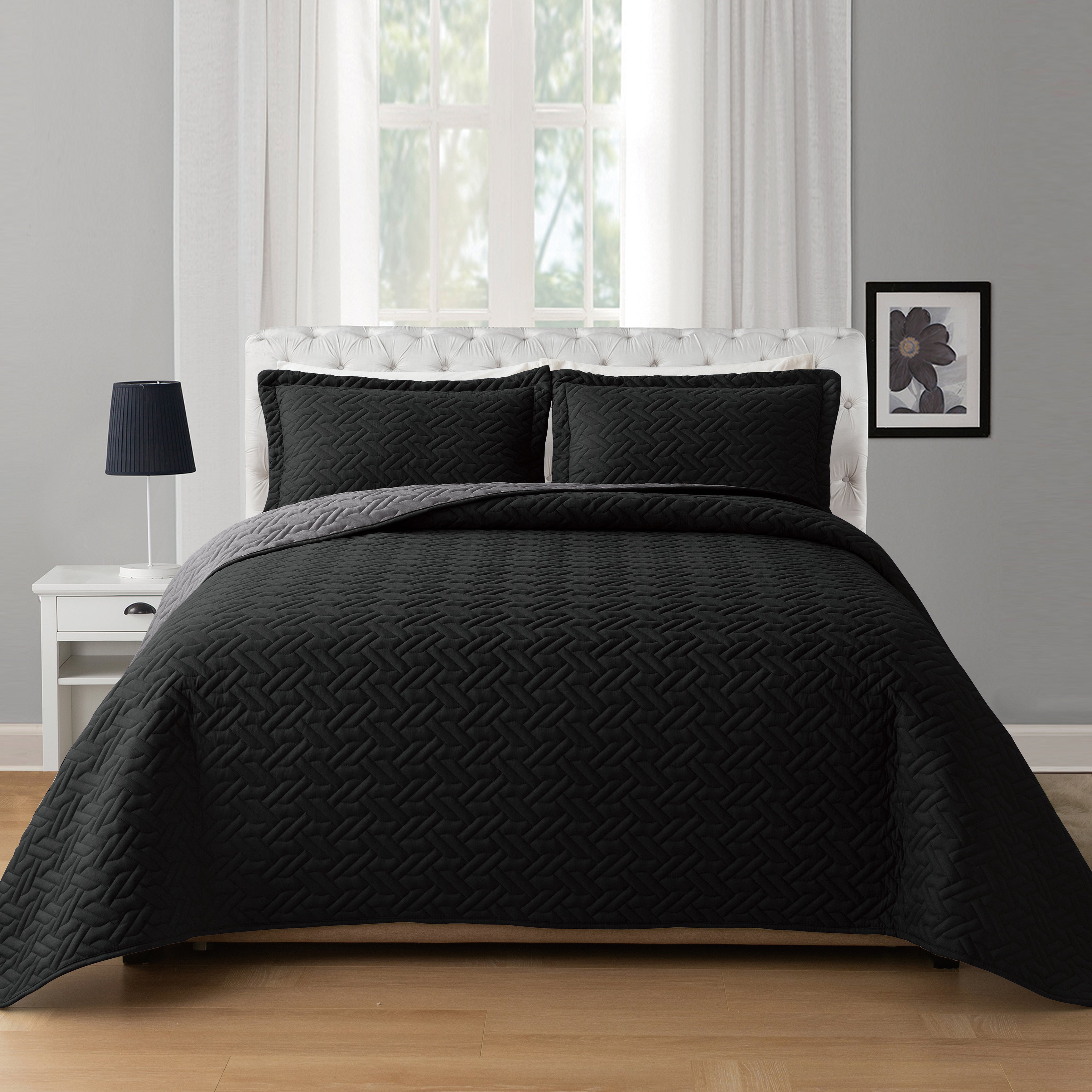 3-Piece Majestic Quilted Reversible Bedspread Coverlet Set