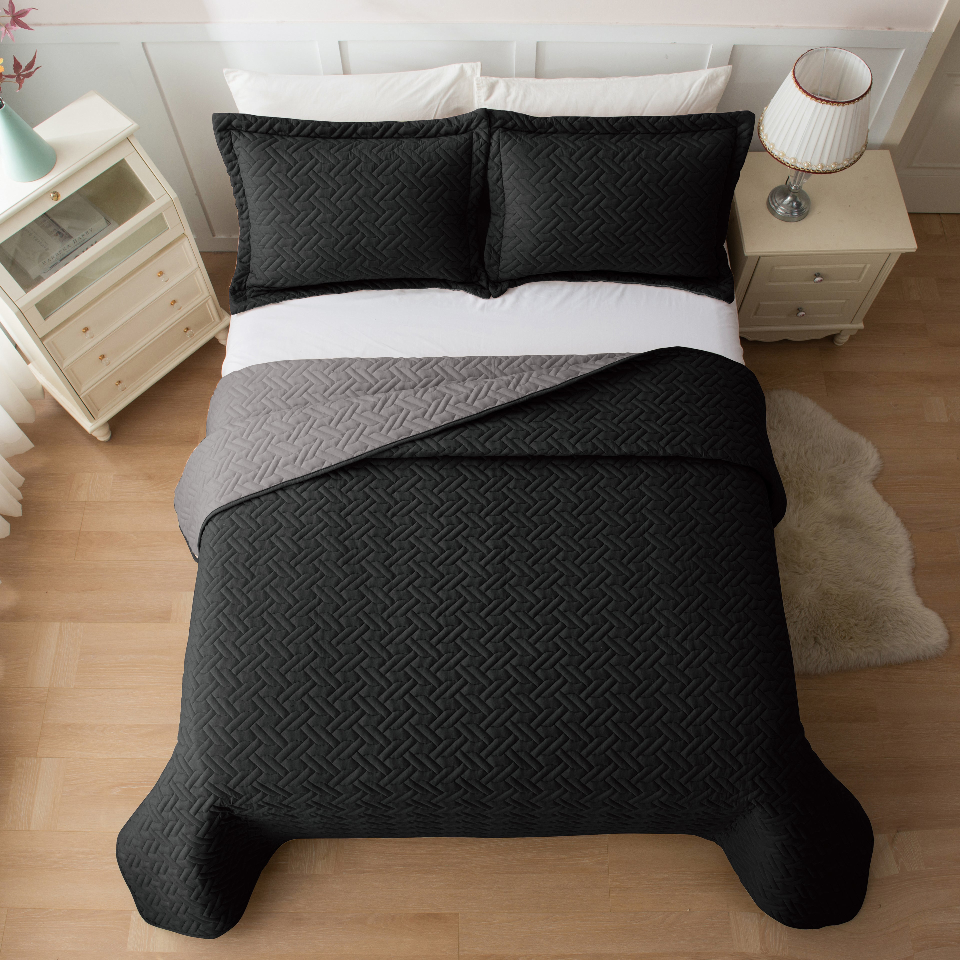 3-Piece Majestic Quilted Reversible Bedspread Coverlet Set