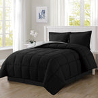 Reversible 3-Piece Box Stitched Comforter & Shams - Duvet Insert with 4 Corner Tabs