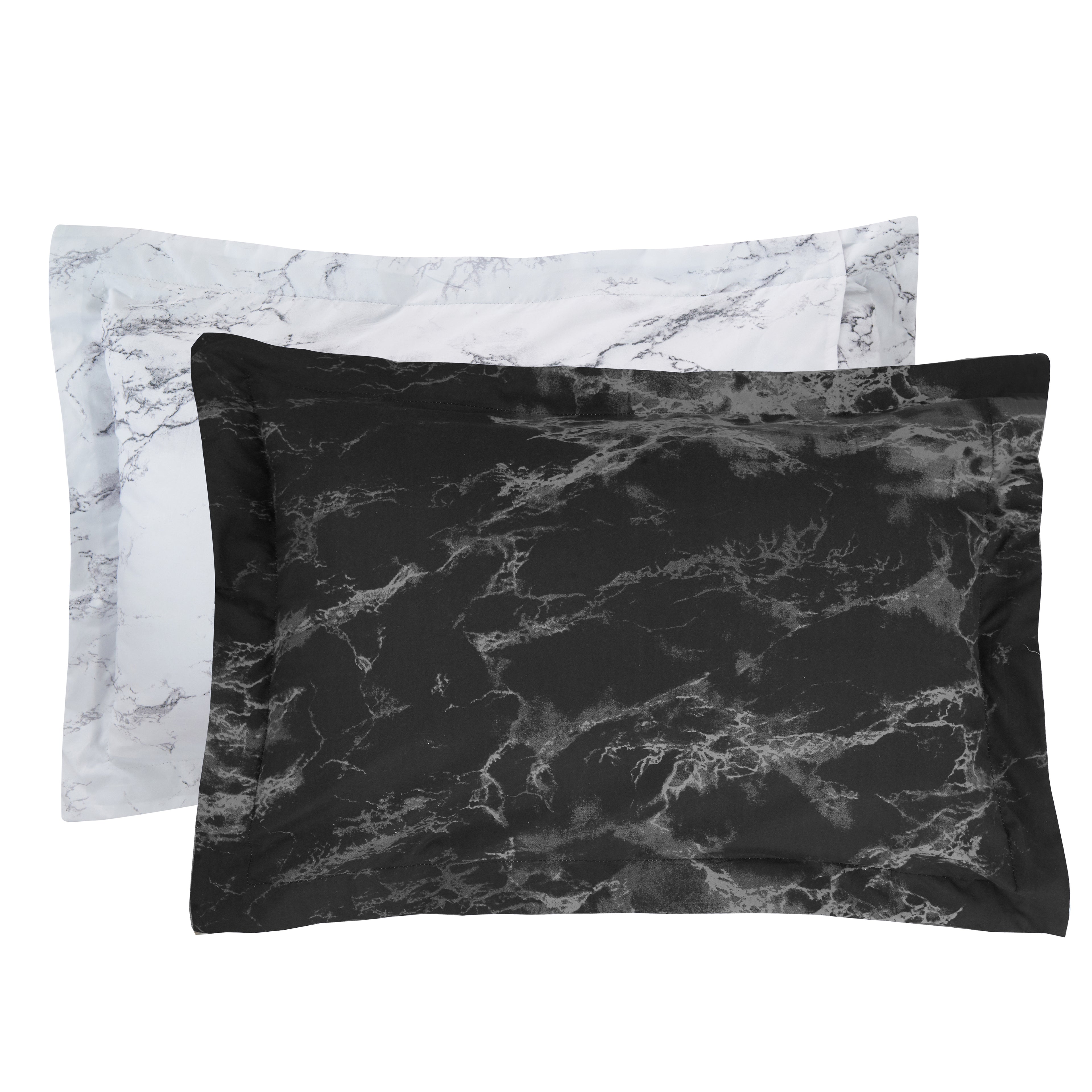 Reversible 10-Piece Marble Print Comforter Set, Includes 6-Piece Sheet Set with Double Sided Storage Pockets