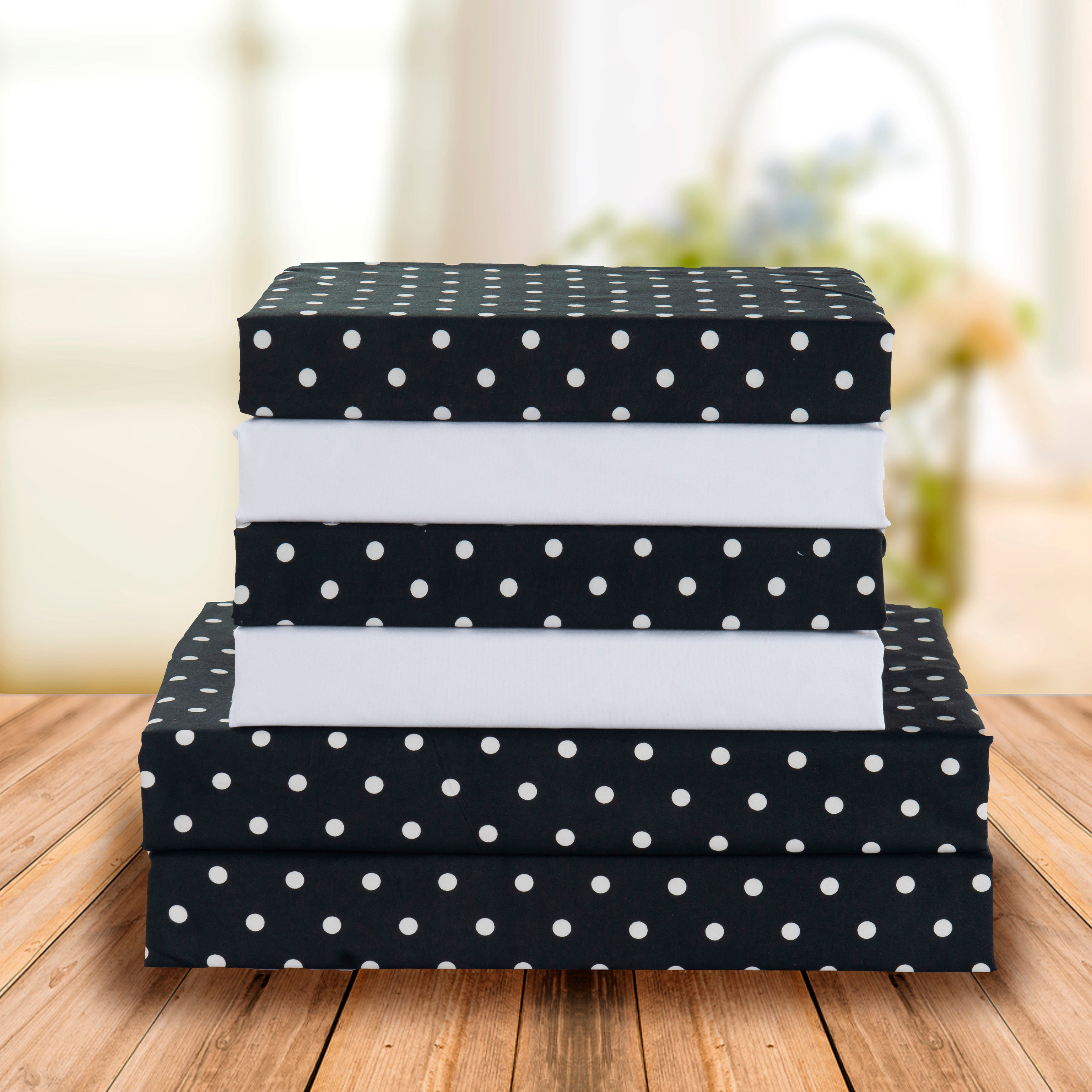 6-Piece Polka Dot Printed Sheet Set - Soft as a Hotel Premium Quality