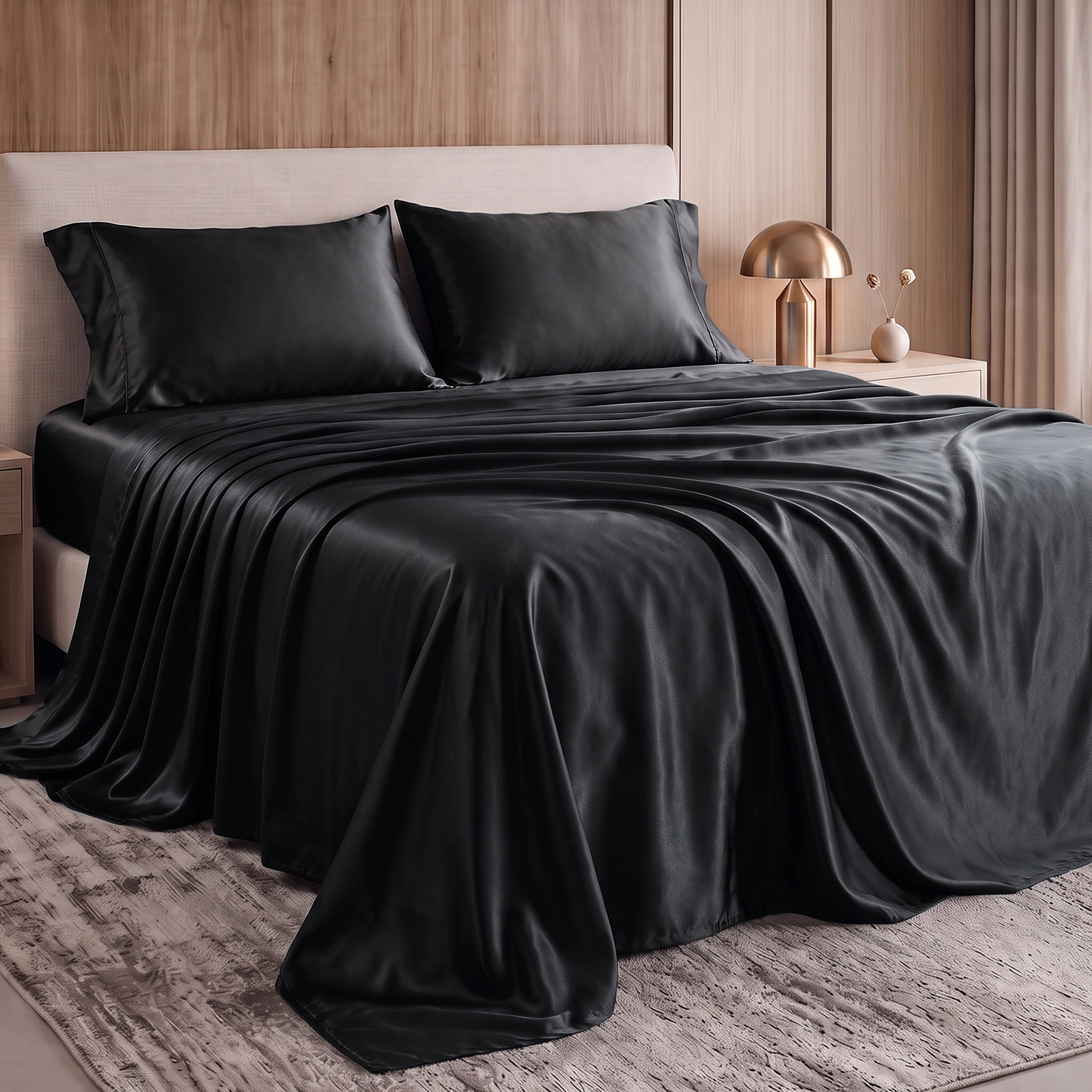 Fine 4-Piece Silky Satin Sheet Set, Moody Shades