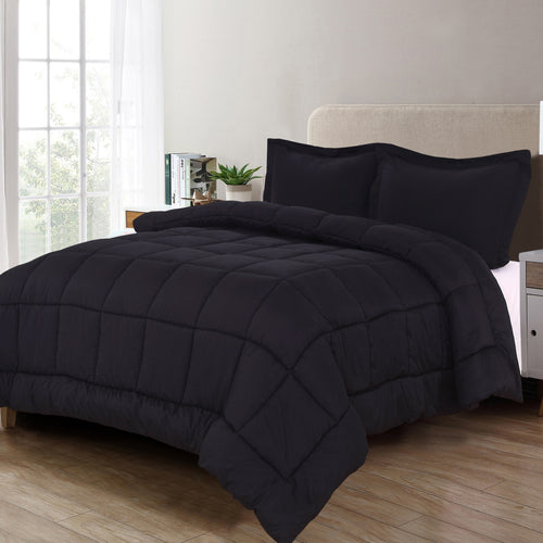 3-Piece Box Stitched Comforter & Shams - Duvet Insert with 4 Corner Tabs