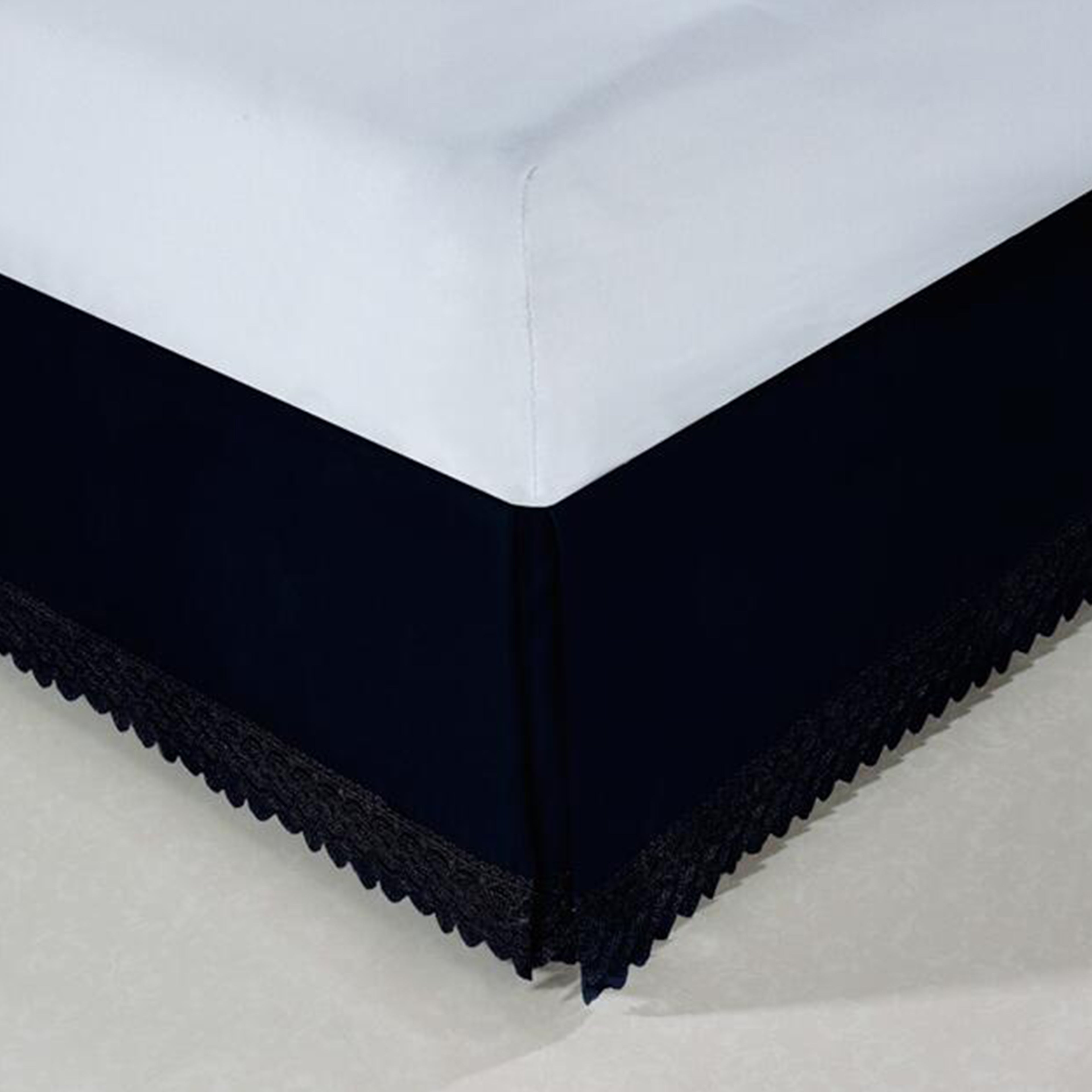 1-Piece Lace Fringe Bed Skirt - 15 inch Drop - Elevate your Bed