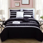 12-Piece Isabella Pleated Ruched Ruffled Comforter Set, Includes 6-Piece Sheet Set with Double Sided Storage Pockets