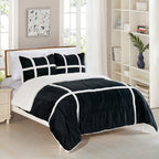 3-Piece Stripe Micro-Suede Reversible Sherpa - Comforter Set