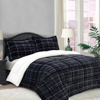 3-Piece Plaid Micro-Suede Reversible Sherpa - Comforter Set