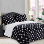 3-Piece Micro-Suede Reversible Sherpa - Bloomingdale Pattern Comforter Set