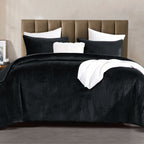 3-Piece Velvet Corduroy Stripe Quilted Bedspread Coverlet Set