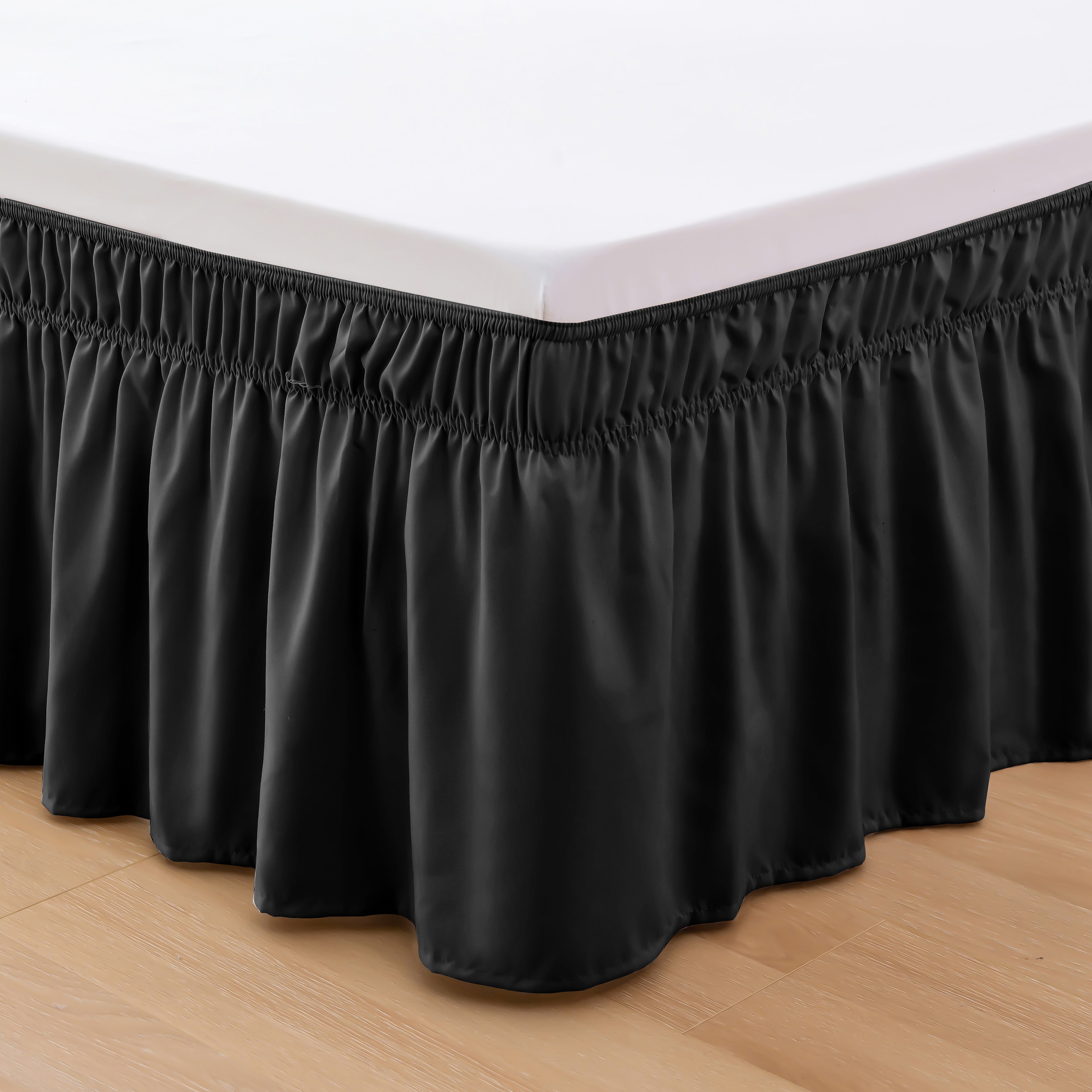 1-Piece Ruffle Bed Skirt - Around Style Elastic Bed Wrap - 16 inch Drop