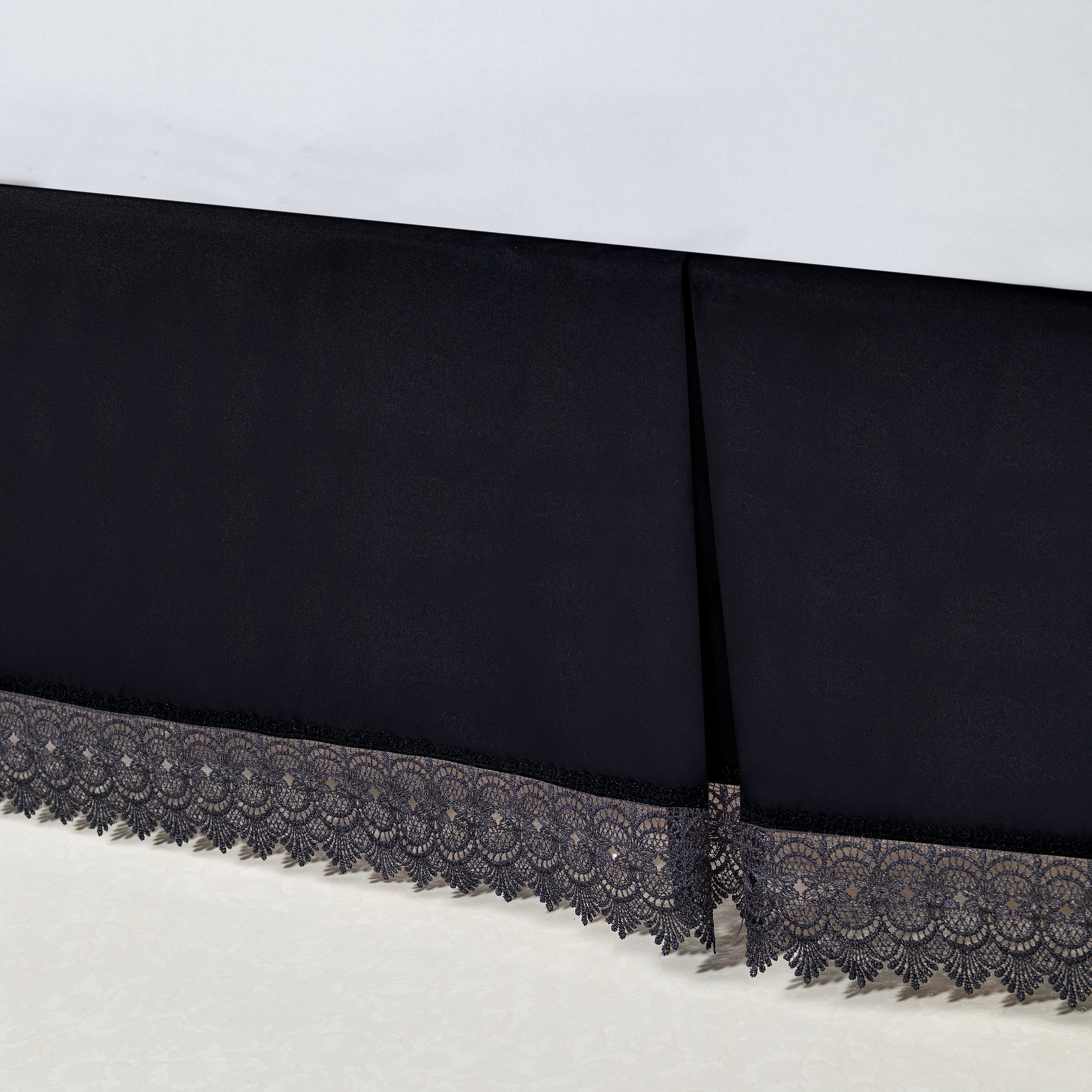 1-Piece Lace Fringe Bed Skirt - 15 inch Drop - Elevate your Bed