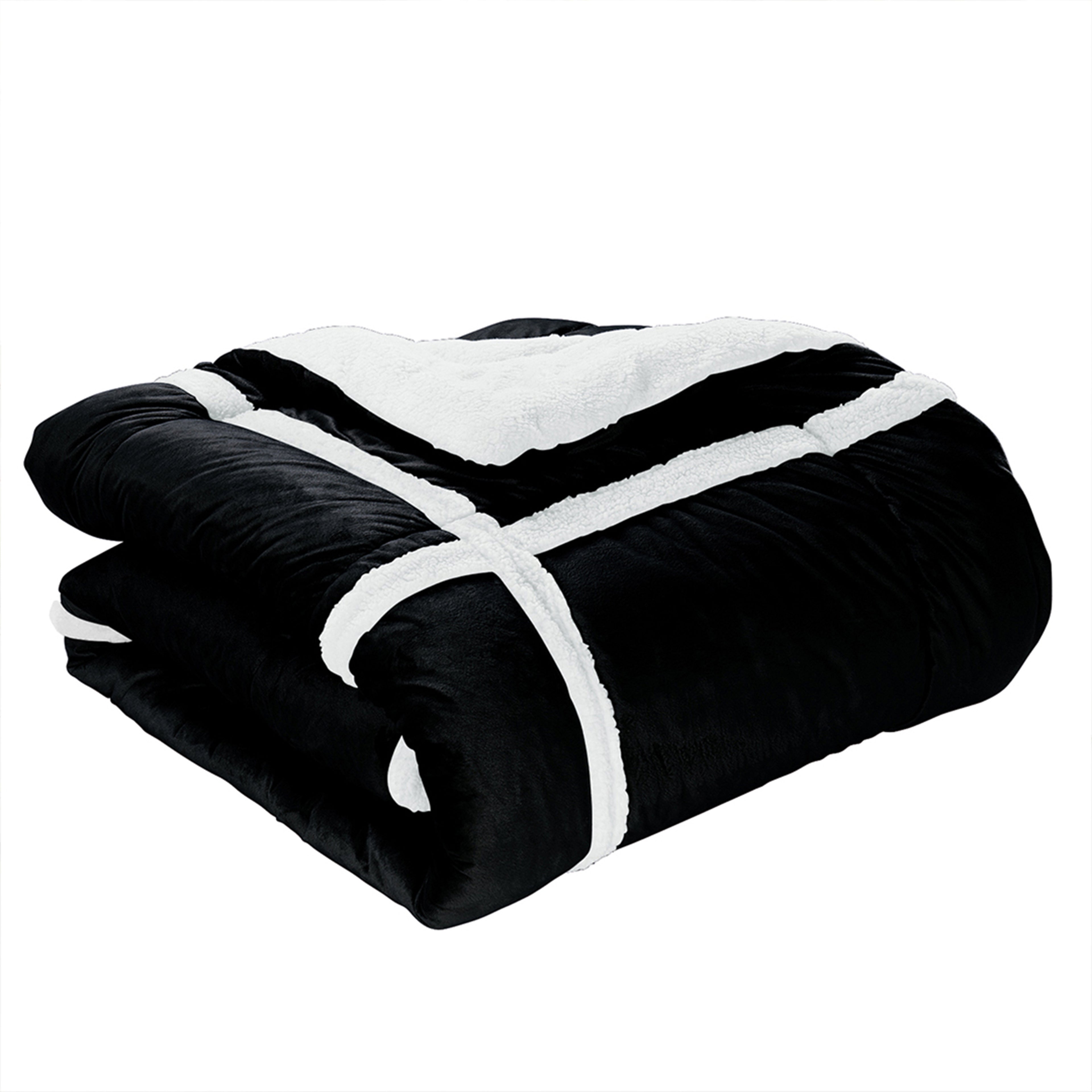 3-Piece Stripe Micro-Suede Reversible Sherpa - Comforter Set