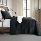 3-Piece Velvet Corduroy Stripe Quilted Bedspread Coverlet Set