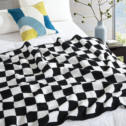 Elegant Comfort 50" x 70"  Ultra Soft Checkered Knitted Throw Blanket