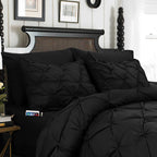 8-Piece Pintuck Pinch Pleated Comforter Set - Includes 4-Piece Sheet Set with Double Sided Storage Pockets