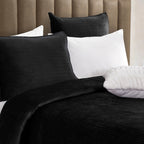 3-Piece Velvet Corduroy Stripe Quilted Bedspread Coverlet Set