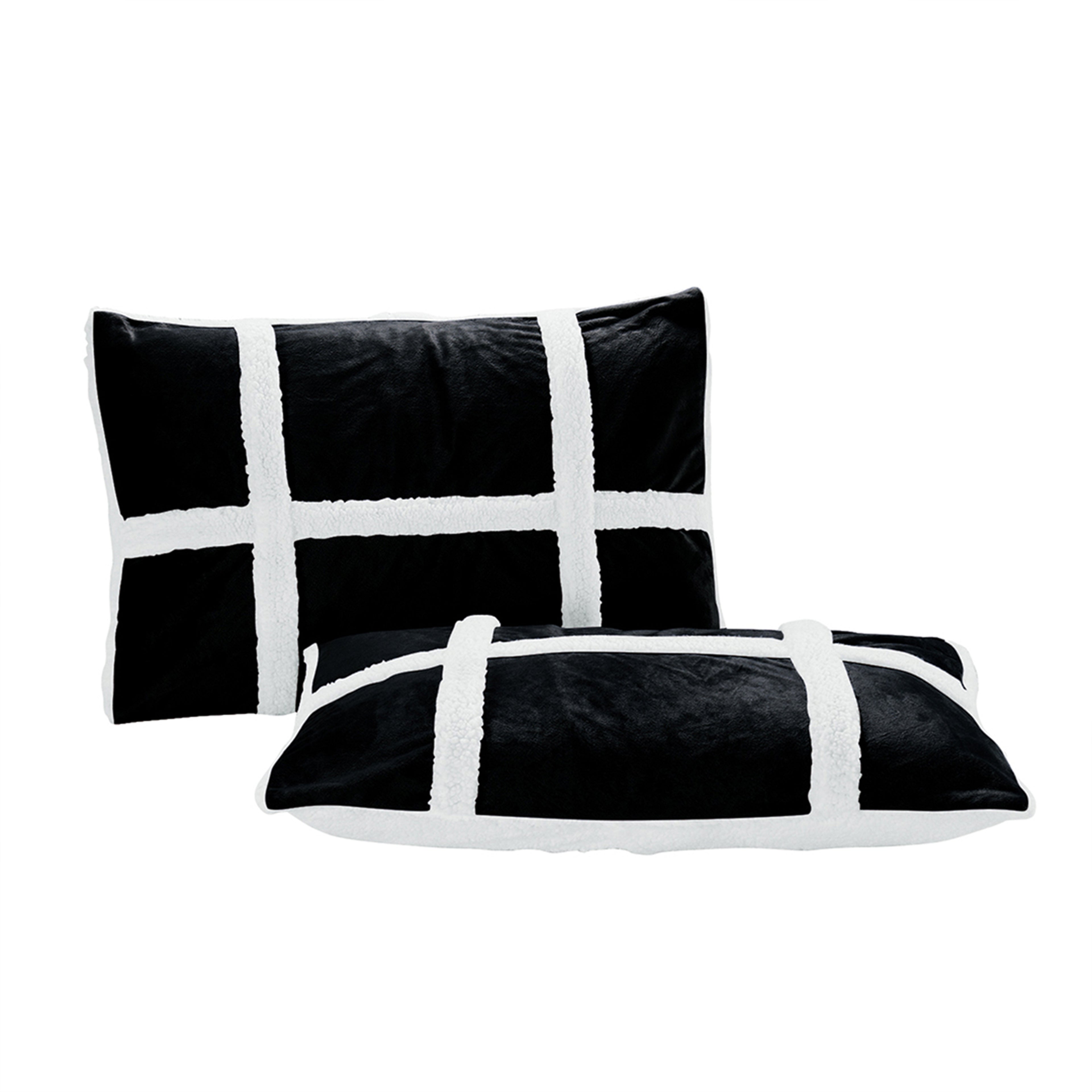 3-Piece Stripe Micro-Suede Reversible Sherpa - Comforter Set