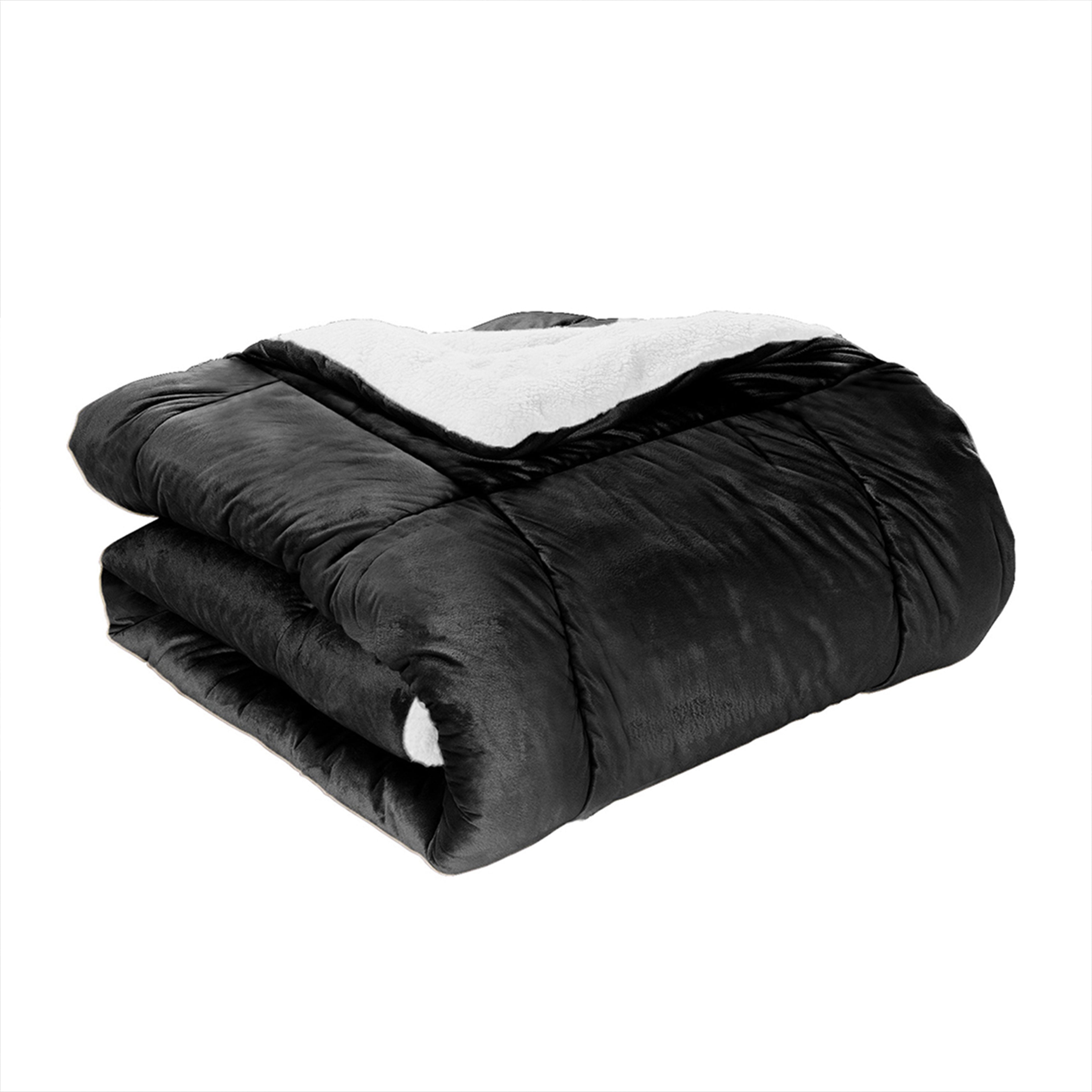 3-Piece Micro-Suede Reversible Sherpa - Solid Color Design Comforter Set