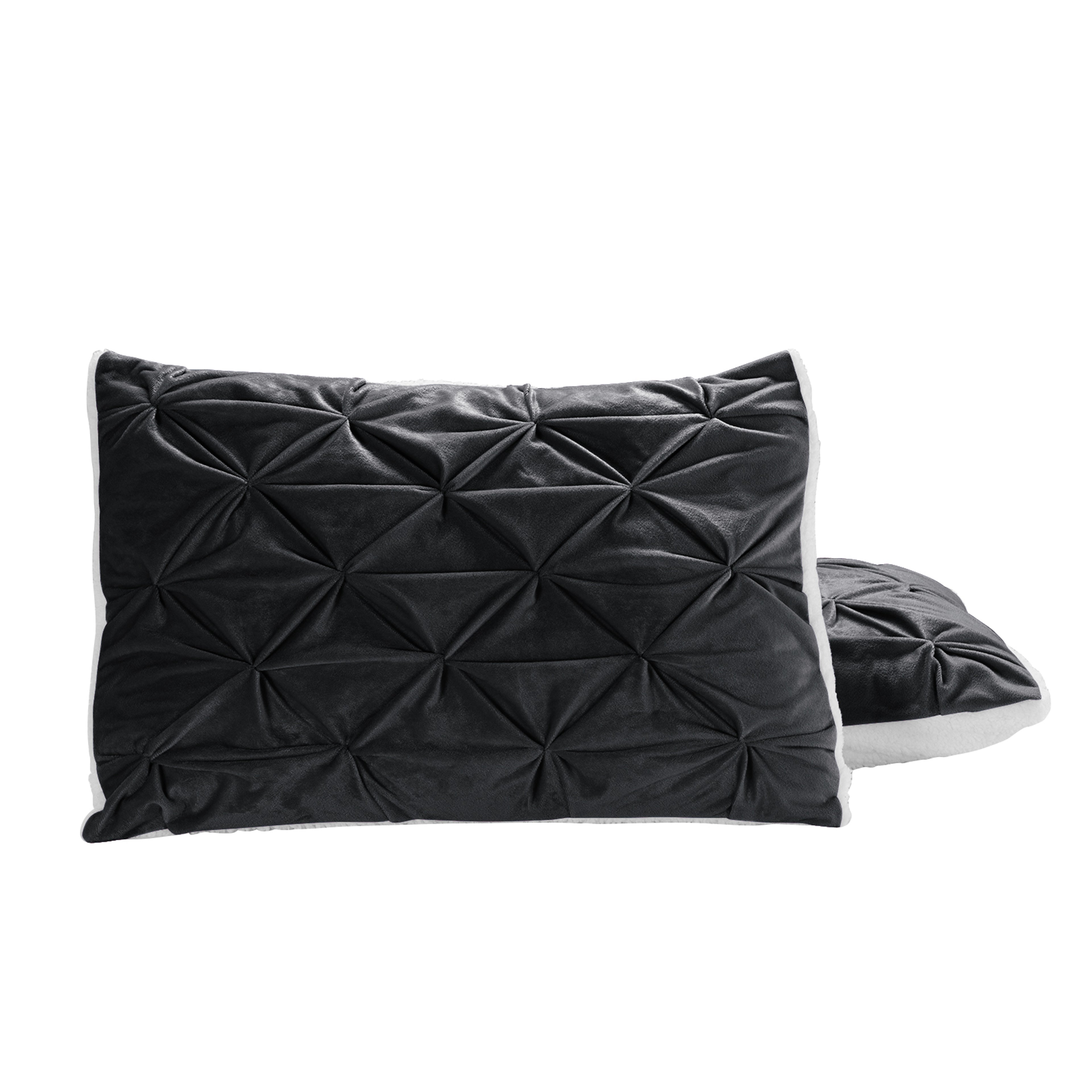 3-Piece Pinch Pleated Micro-Suede Reversible Sherpa - Comforter Set