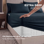 Extra deep 18-24 Inch Pocket 3 Line Embroidery, 6-Piece Sheet Set, Moody Shades