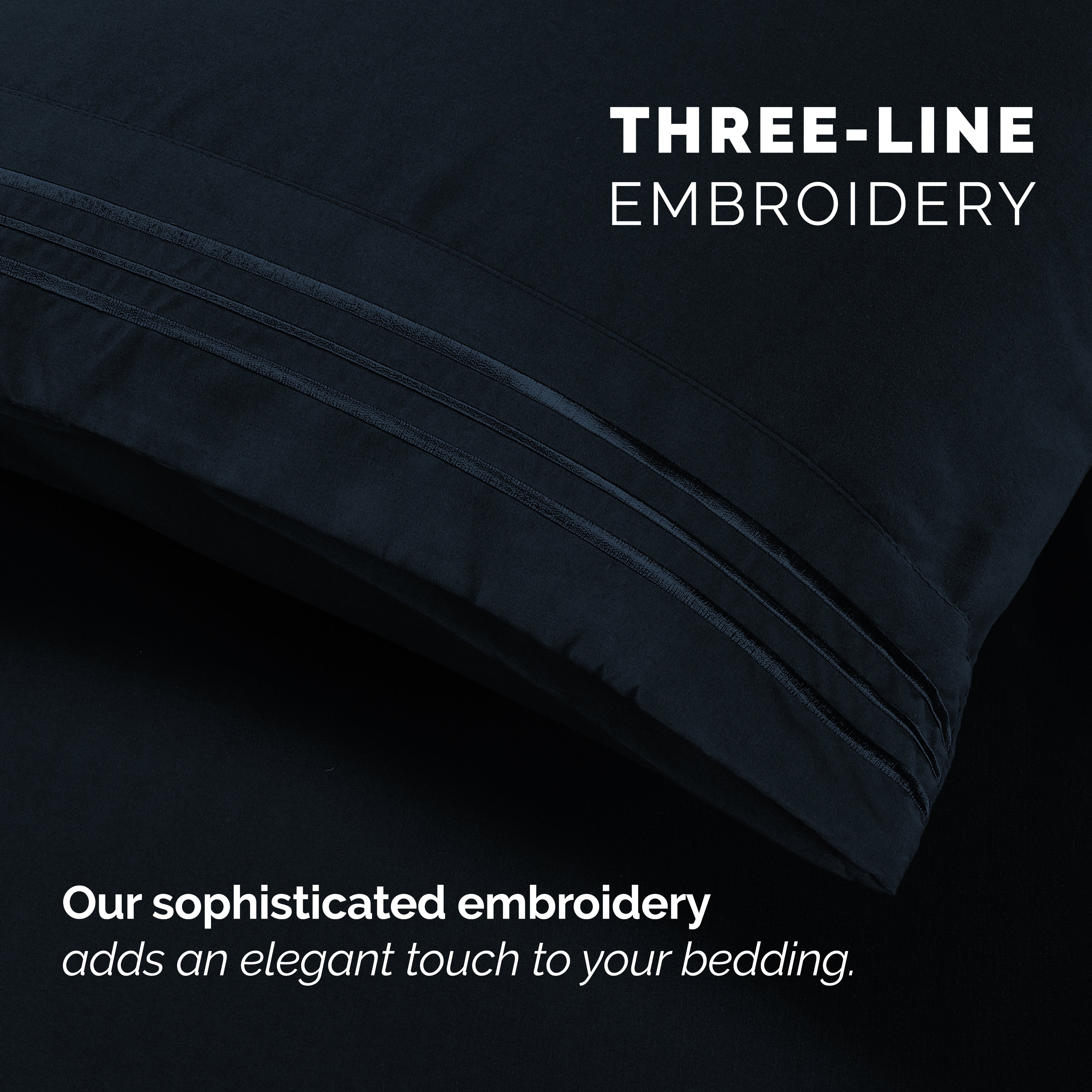 Extra deep 18-24 Inch Pocket 3 Line Embroidery, 6-Piece Sheet Set, Moody Shades