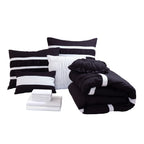 12-Piece Isabella Pleated Ruched Ruffled Comforter Set, Includes 6-Piece Sheet Set with Double Sided Storage Pockets