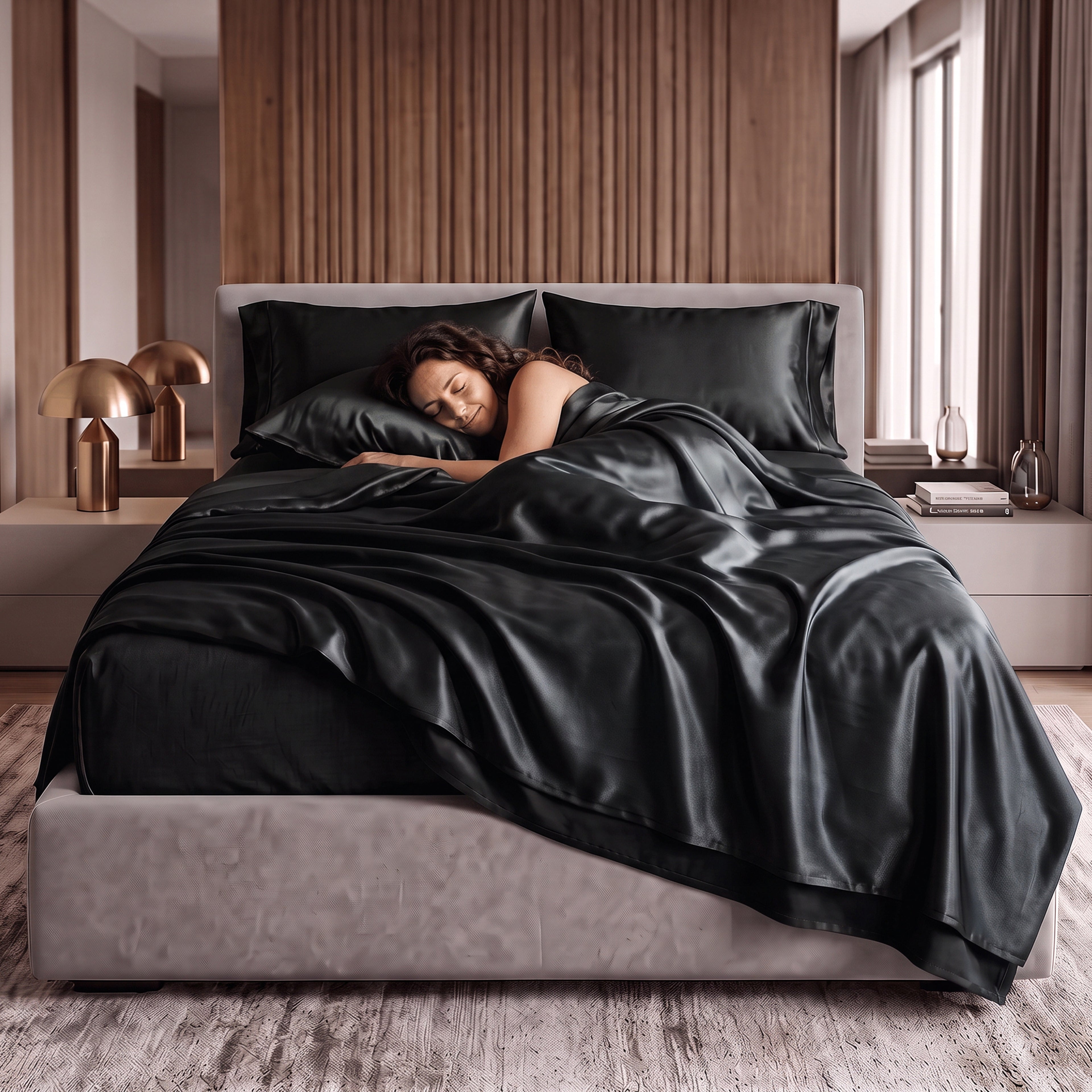 Fine 4-Piece Silky Satin Sheet Set, Moody Shades