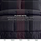 8-Piece Dobby Stripe Comforter Set - Includes 4-Piece Sheet Set with Double Sided Storage Pockets