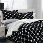 3-Piece Micro-Suede Reversible Sherpa - Bloomingdale Pattern Comforter Set