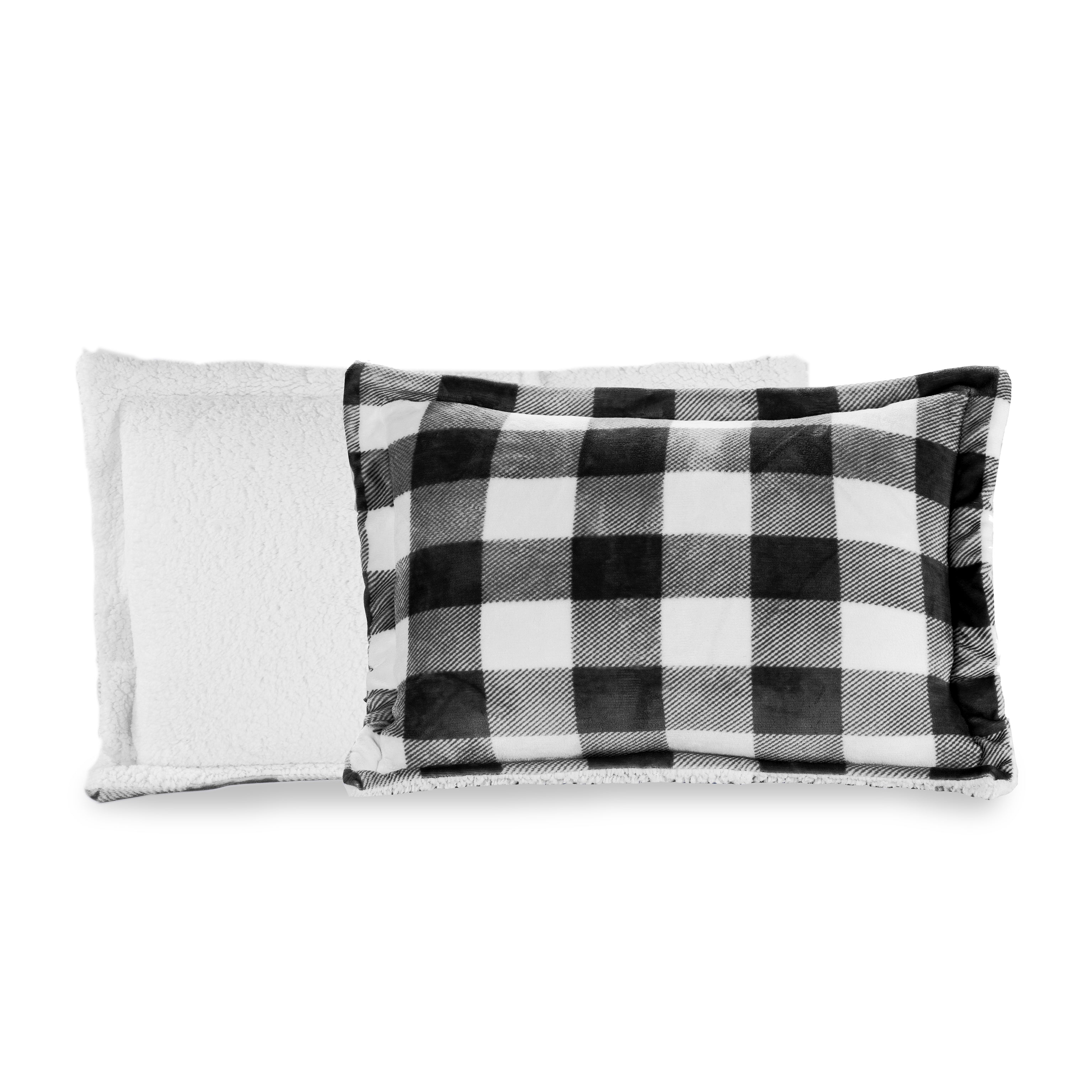 3-Piece Buffalo Micro-Suede Reversible Sherpa - Lodge-Plaid Pattern Comforter Set