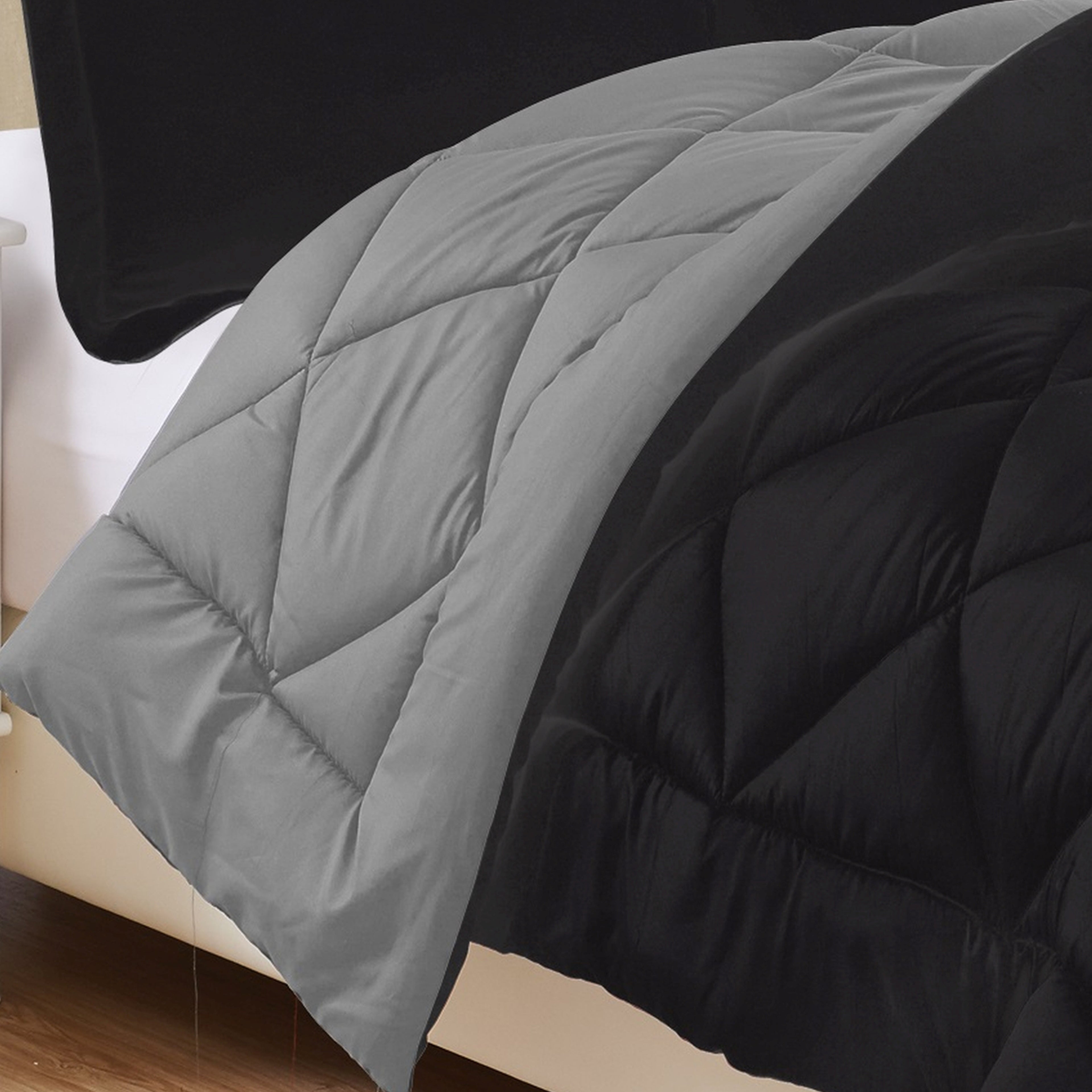 3-Piece Reversible Diamond Stitched Comforter & Shams