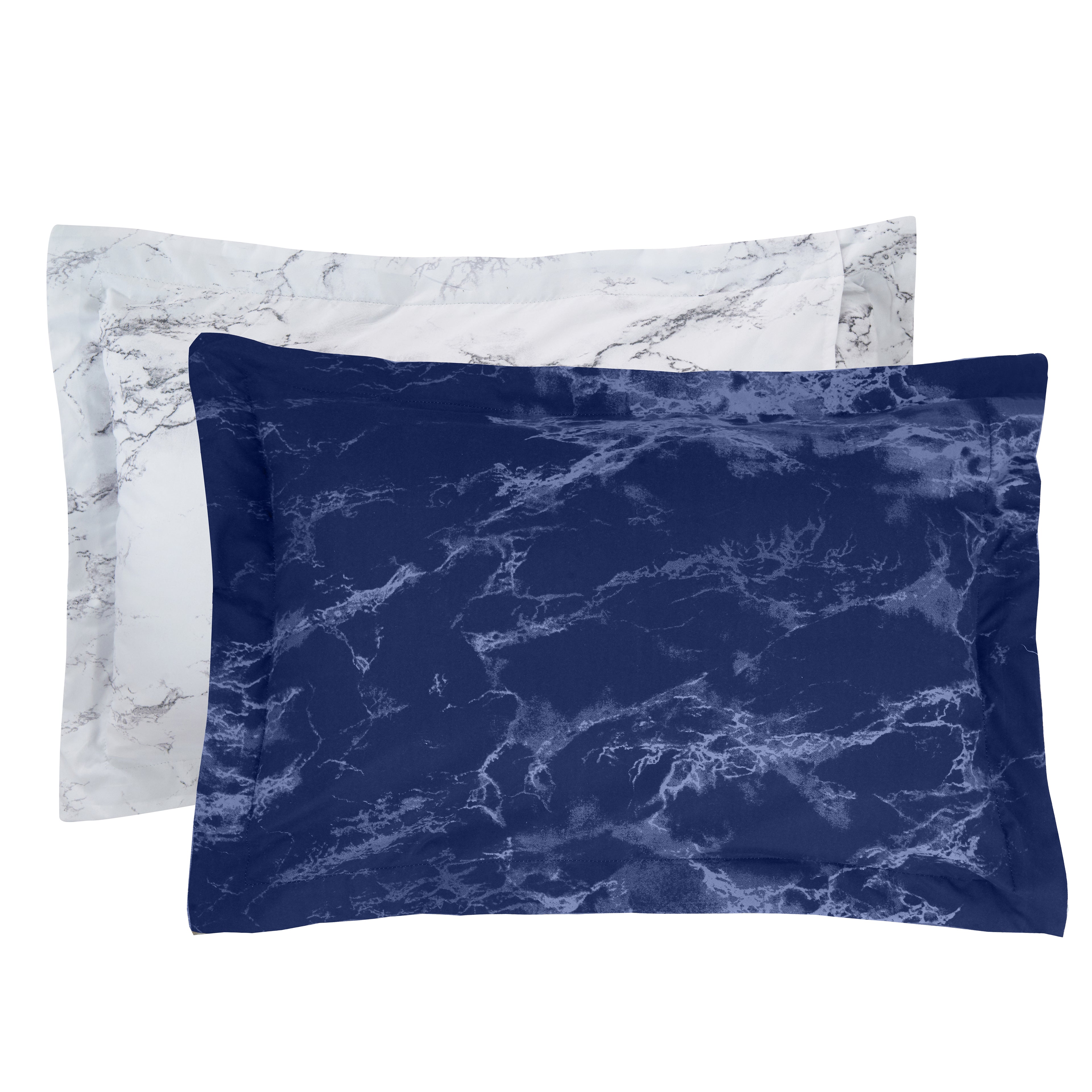 Reversible 10-Piece Marble Print Comforter Set, Includes 6-Piece Sheet Set with Double Sided Storage Pockets