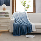 Ombre Printed - Sherpa Backed Plush Throw Blankets - 50 x 60 inches