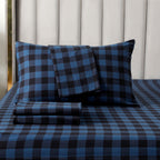 Buffalo Checkered Pattern - 100% Turkish Cotton Flannel, 4-Piece Flannel Sheet Set