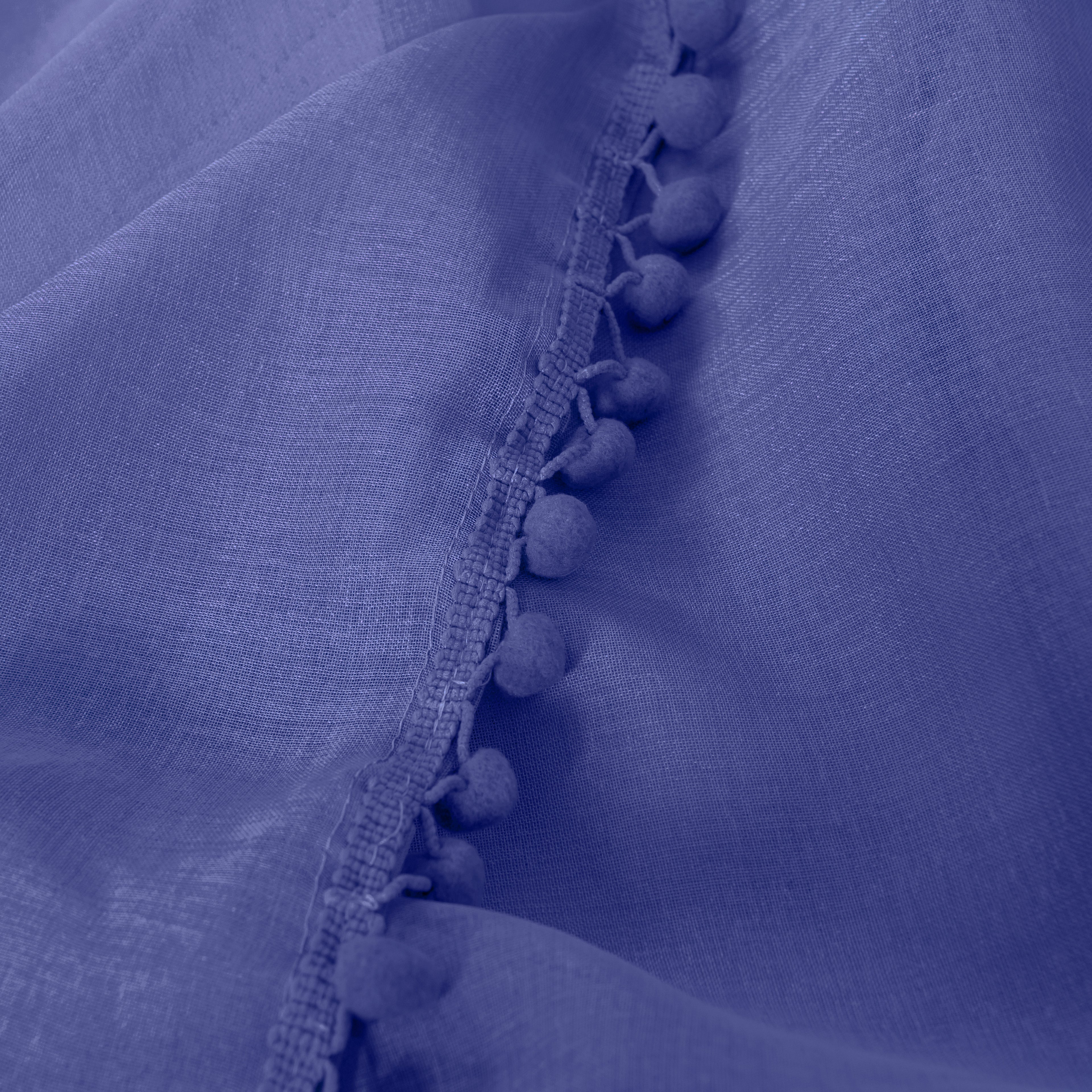 Set of 2 Pom Pom Tasseled Sheer Curtain - Rod Pocket